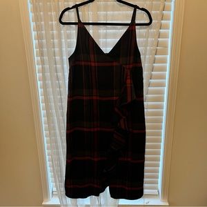 Check print midi dress